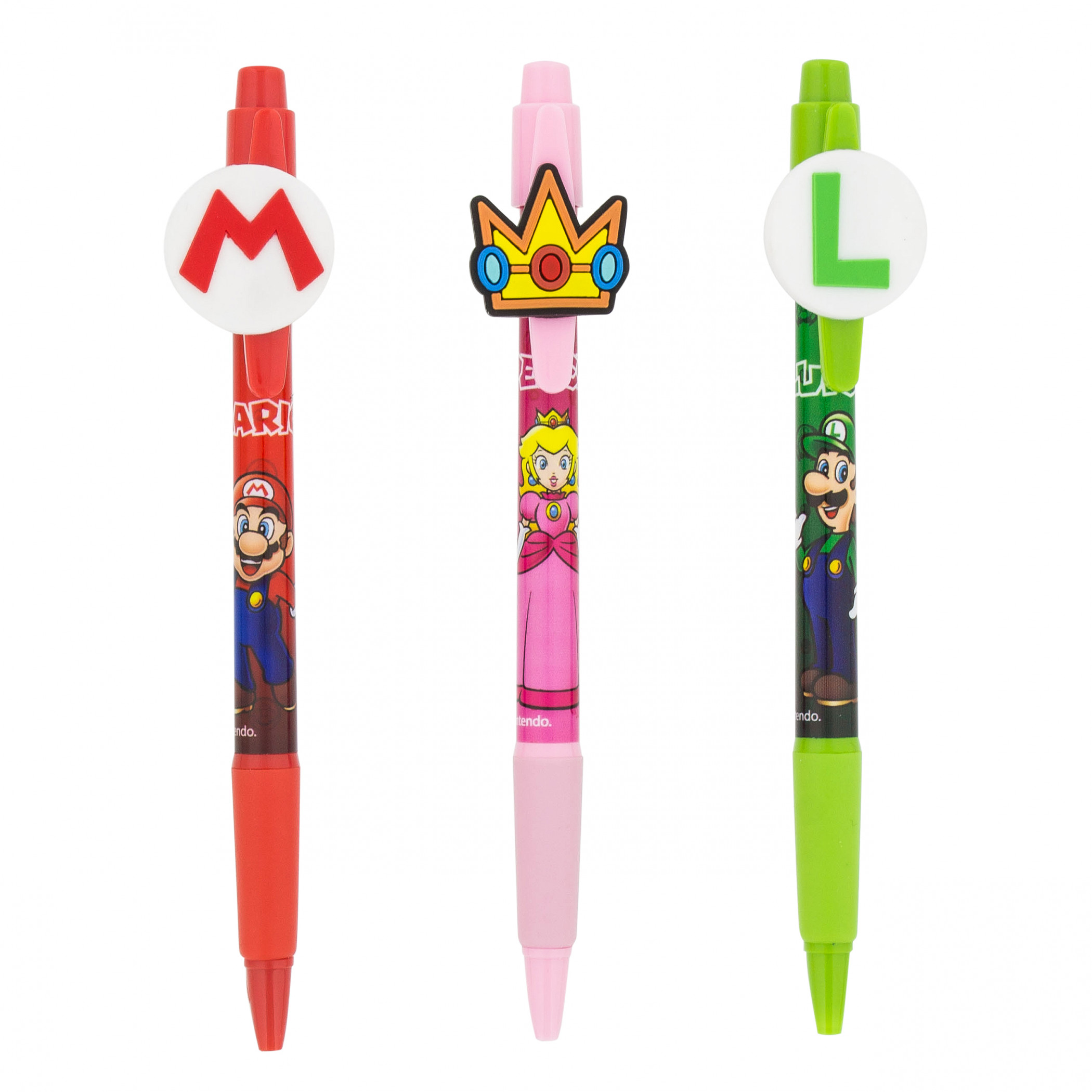 Super Mario Bros. and Peach Icons 3 Pack Pen Set